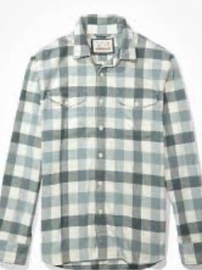 American Eagle Outfitters Green and White Plaid Shirt